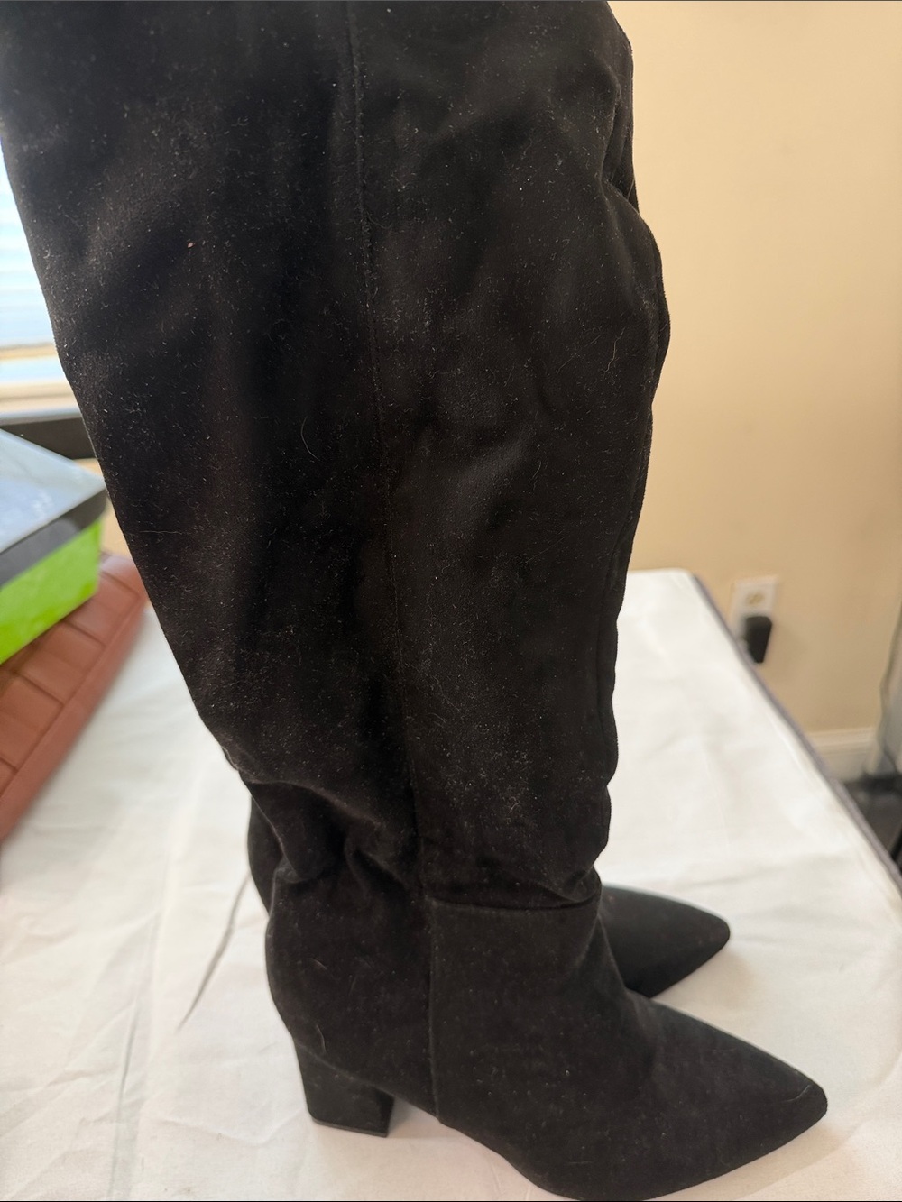 Madden Girl Black Pointed Toe Block Heel Boots